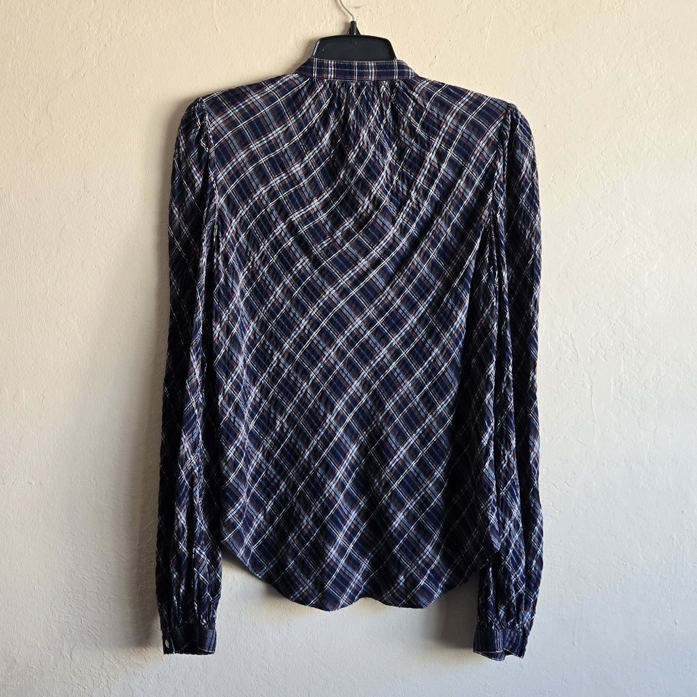 Veronica Beard Ashlynn Blouse In Multicolor Blue Plaid Size 4 - Picture 7 of 16